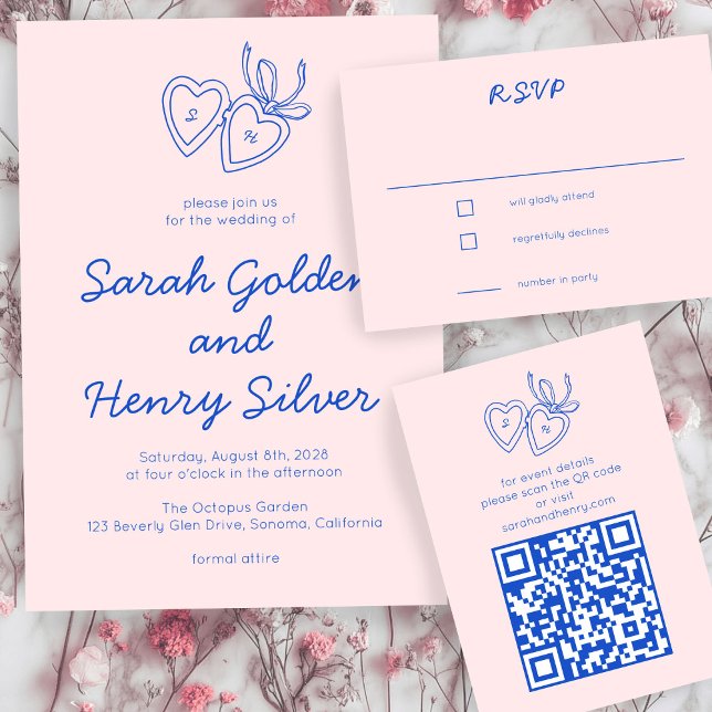 Carte D'accompagnement Carrosserie de serrure de coeur de lunette Esquiss (Whimsical Heart Locket Doodle Sketch CUSTOM QRCode Enclosure Card
)