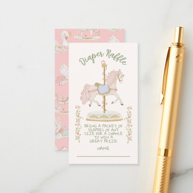 Carte D'accompagnement Carrousel Merry-go-round Diaper Raffle (Devant/Arrière en situation)