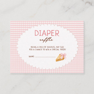 Carte D'accompagnement Carton de baby shower rose à motif gingham pour un
