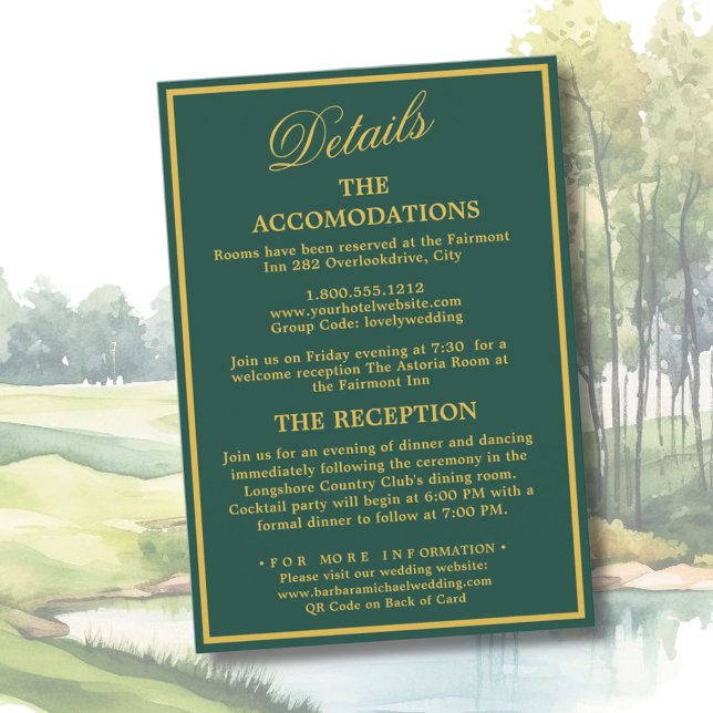 Carte D'accompagnement Carton de détails de mariage de golf (Créateur téléchargé)