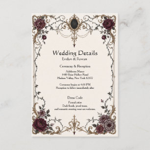 Carte D'accompagnement Carton de détails de mariage victorien sombre à in