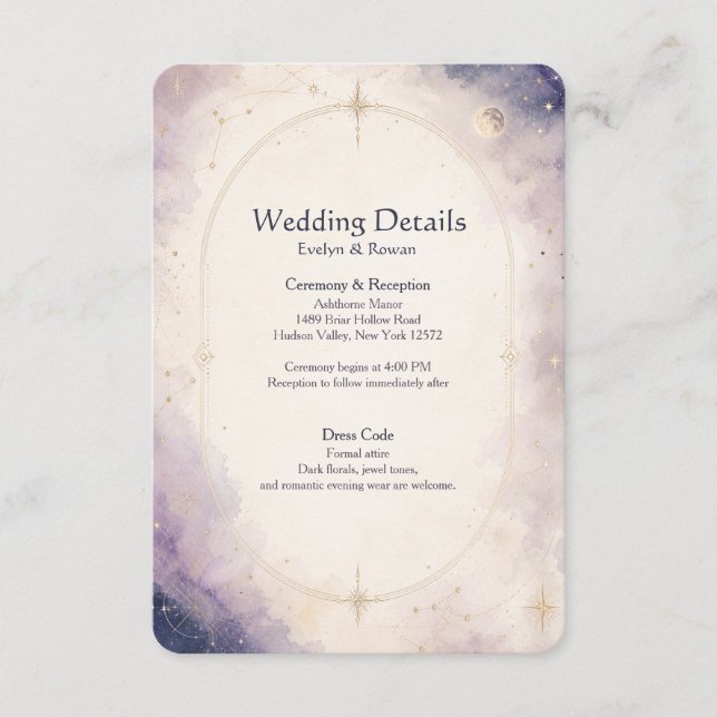 Carte D'accompagnement Carton de détails sur le mariage céleste (Devant)