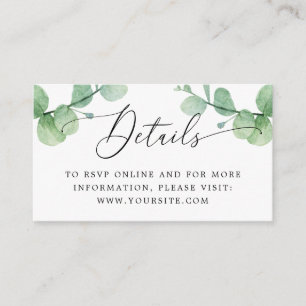 Carte D'accompagnement Carton de mariage au eucalyptus Détails de verdu