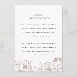 Carte D'accompagnement Carton de mariage Bouquet d'anémones