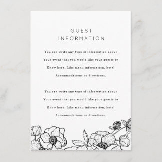 Carte D'accompagnement Carton de mariage Bouquet d'anémones