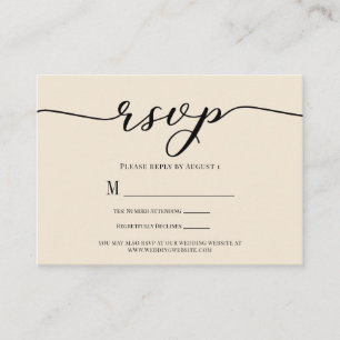 Carte D'accompagnement Carton de réponse de mariage R.S.V.P. Crème et Noi