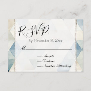 Carte D'accompagnement Carton de réponse pour mariage Triangles Bleus Crè