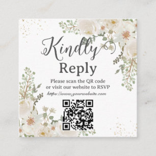 Carte D'accompagnement Carton de RSVP Floral Ivoire Blanc pour Mariage