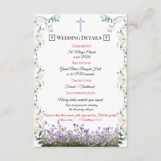 Carte D'accompagnement Carton d'église pour la cérémonie de mariage (Devant)