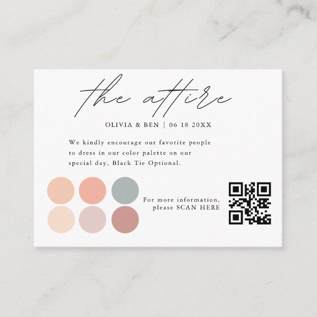 Carte D'accompagnement Carton d'insertion de code vestimentaire de couleu (Devant)