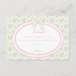 Carte D'accompagnement Carton d'invitation aux détails floraux fantaisie