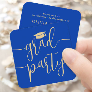 Carte D'accompagnement Carton d'invitation bleu et or pour petite fête de