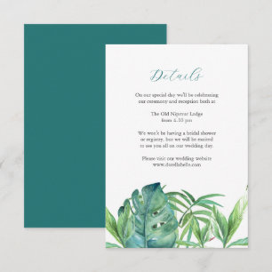 Carte D'accompagnement Carton d'invitation de mariage aux feuilles de pal