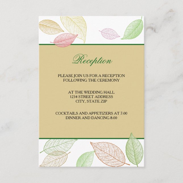 Carte D'accompagnement Carton d'invitation de réception - Feuilles d'auto (Devant)