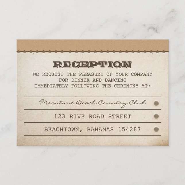 Carte D'accompagnement Cartons d'invitation à la réception de mariage (Devant)