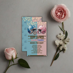 Carte D'accompagnement Casque de football américain bleu et rose Baby sho