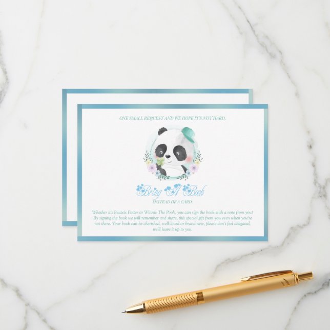 Carte D'accompagnement Casquette de baseball Bébé Panda Blue (Devant/Arrière en situation)
