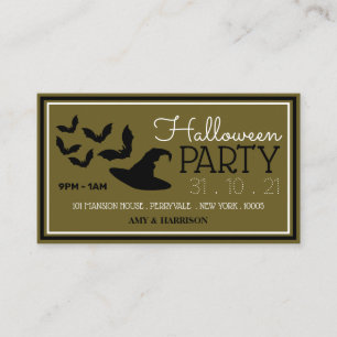 Carte D'accompagnement Casquettes et chauves-souris, Halloween Party Tick