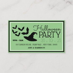 Carte D'accompagnement Casquettes et chauves-souris, Halloween Party Tick