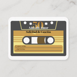 Carte D'accompagnement Cassette espagnole Retro 50e Anniversaire RSVP