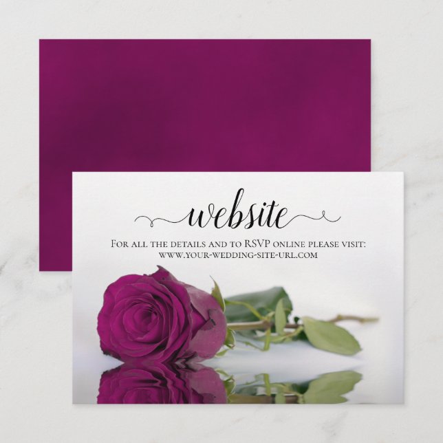 Carte D'accompagnement Cassis Berry Purple Rose Elégant Mariage Website (Devant / Derrière)