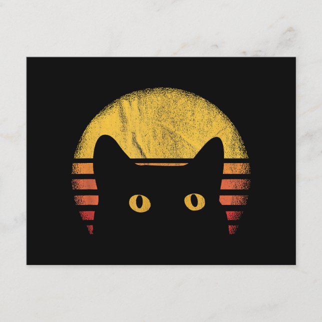 Carte D'accompagnement Cat Retro Vintage (Devant)