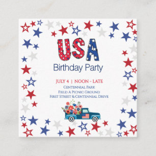 Carte D'accompagnement Célébration d'anniversaire Fun USA Rouge Blanc et