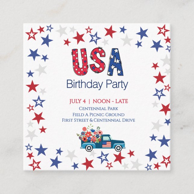 Carte D'accompagnement Célébration d'anniversaire Fun USA Rouge Blanc et  (Devant)