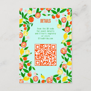 Carte D'accompagnement Célébration de Citrus Mariage d'Été PERSONNALISÉ