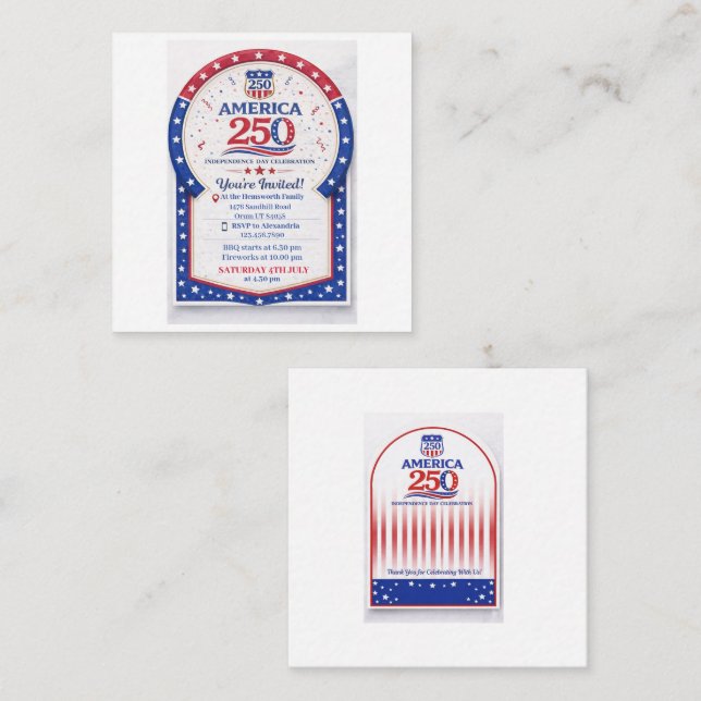 Carte D'accompagnement Célébration du 250e anniversaire de l'indépendance (Devant / Derrière)
