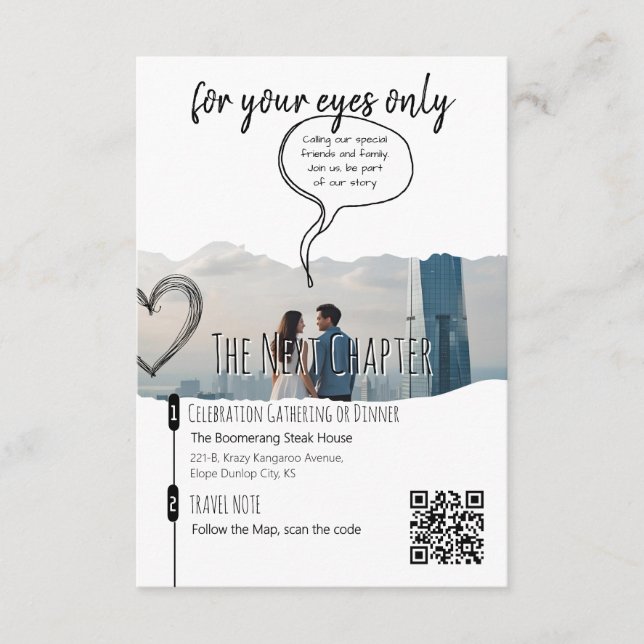 Carte D'accompagnement Célébration du Mariage moderne Courthouse Elopemen (Devant)