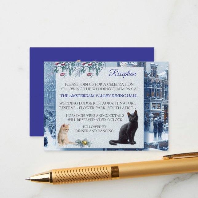 Carte D'accompagnement Célébrations d'hiver dans la neige, avec Kittens (Devant/Arrière en situation)
