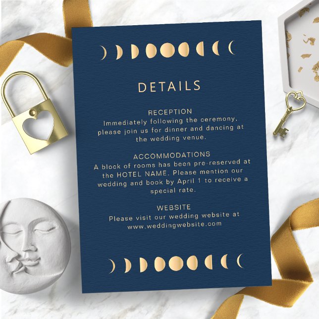 Carte D'accompagnement Céleste Élégant (Elegant Navy and Gold Celestial Wedding Enclosure Card
)
