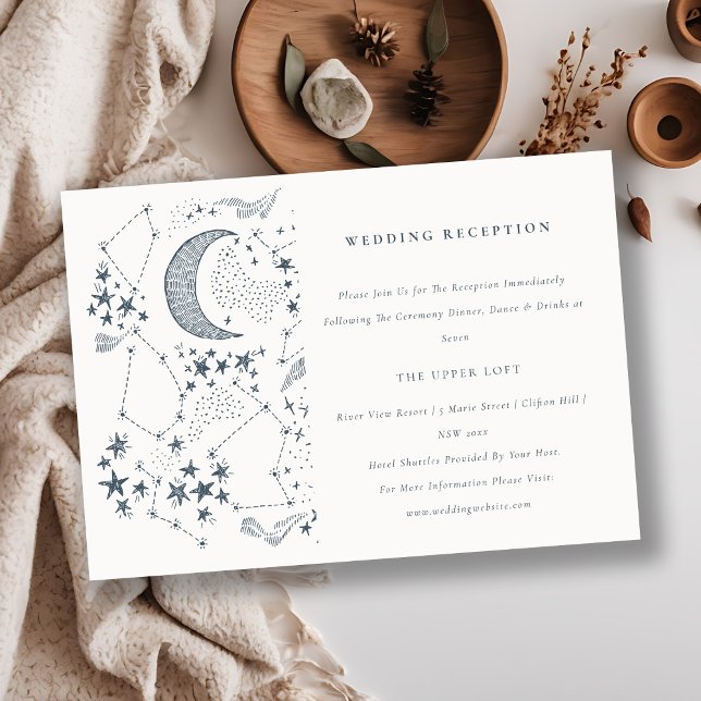 Carte D'accompagnement Céleste Marine Starry Night Moon Réception de mari (Créateur téléchargé)