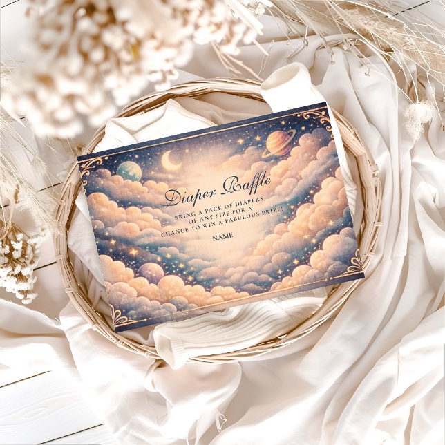 Carte D'accompagnement Celestial Clouds Stars Baby Shower Diapper Raffle (Créateur téléchargé)