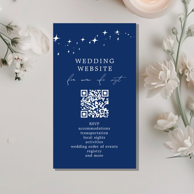Carte D'accompagnement Celestial Elegant Wedding QR Code Website Details (Créateur téléchargé)