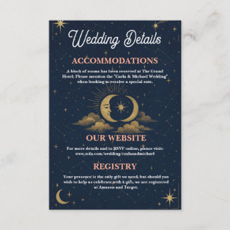Carte D'accompagnement Celestial Moon and Stars Wedding Details Enclosure