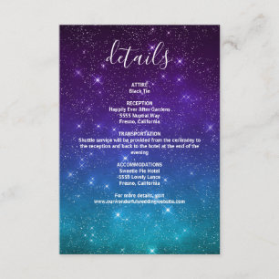 Carte D'accompagnement Celestiy Galaxy Night Sky Stars Détails du Mariage