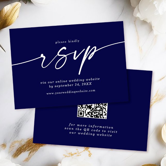 Carte D'accompagnement Celine ・ Site Web Mariage RSVP avec code QR (Streamline your guest responses with the Celine RSVP card, featuring a custom QR code.)