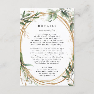 Carte D'accompagnement Cercle d'or blanc Frame Boho Botanical Eucalyptus