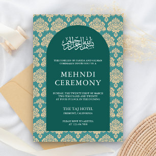 Carte D'accompagnement Cérémonie islamique Mehndi à l'arche en damas sarc