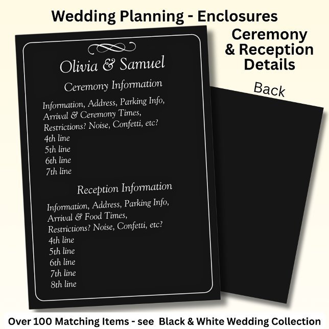 Carte D'accompagnement Ceremony & Reception Venues info - Black White (Créateur téléchargé)