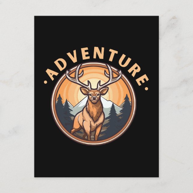 Carte D'accompagnement Cerf - Faune - Camping - Aventure (Devant)
