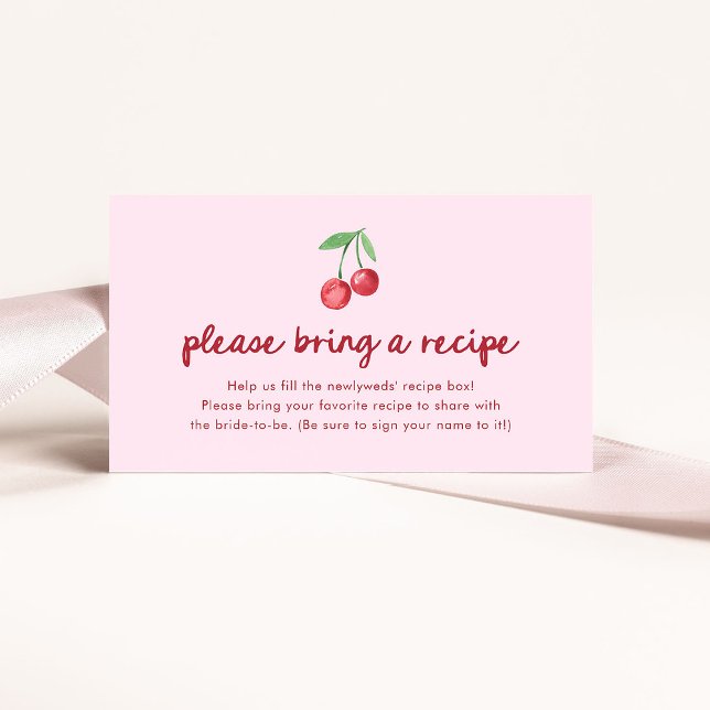 Carte D'accompagnement Cerises rétro rose Whimsical | Demande de recette (Créateur téléchargé)