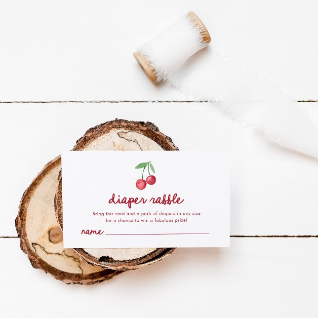 Carte D'accompagnement Cerises rouges Whimsical Retro | Raffle de couches (Créateur téléchargé)