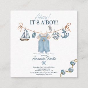 Carte D'accompagnement C'est un garçon Baby Shower Ahoy