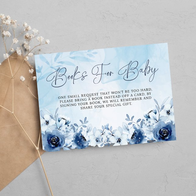 Carte D'accompagnement C'est un garçon Baby shower de fleurs bleues Livre (Créateur téléchargé)