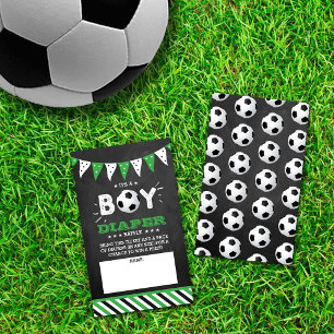 Carte D'accompagnement C'est un garçon ! Baby shower de soccer coed Raffl