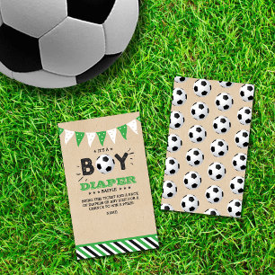 Carte D'accompagnement C'est un garçon ! Baby shower de soccer coed Raffl