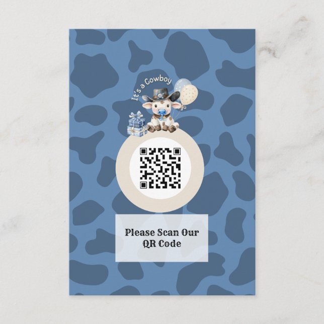 Carte D'accompagnement C'est une Baby Shower Cowboy Bleu & Beige (Devant)
